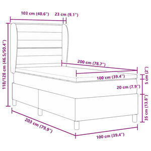 Boxspringbett mit Matratze Dunkelgrau 90x190