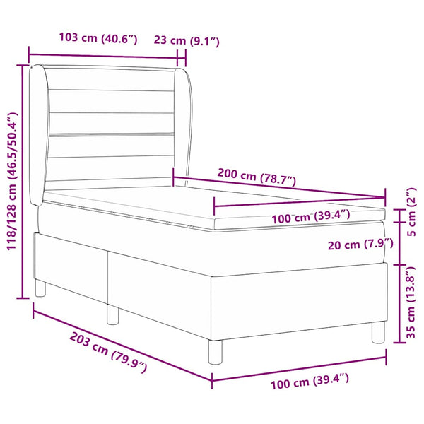 Boxspringbett mit Matratze Dunkelgrau 90x190