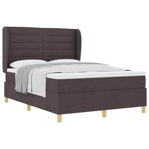 vidaXL Box Spring Bed with Mattress Dark Brown 190 x 140 cm Fabric