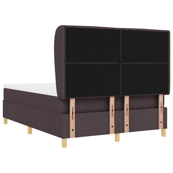 vidaXL Box Spring Bed with Mattress Dark Brown 190 x 140 cm Fabric