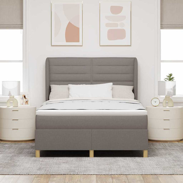 vidaXL Box Spring Bed with Mattress Taupe 190 x 140 cm Fabric