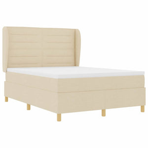 vidaXL Box Spring Bed with Mattress Cream 190 x 140 cm Fabric