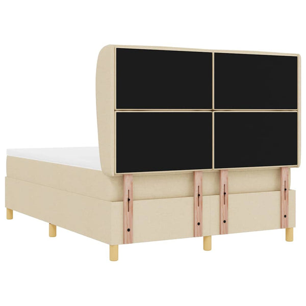 vidaXL Box Spring Bed with Mattress Cream 190 x 140 cm Fabric