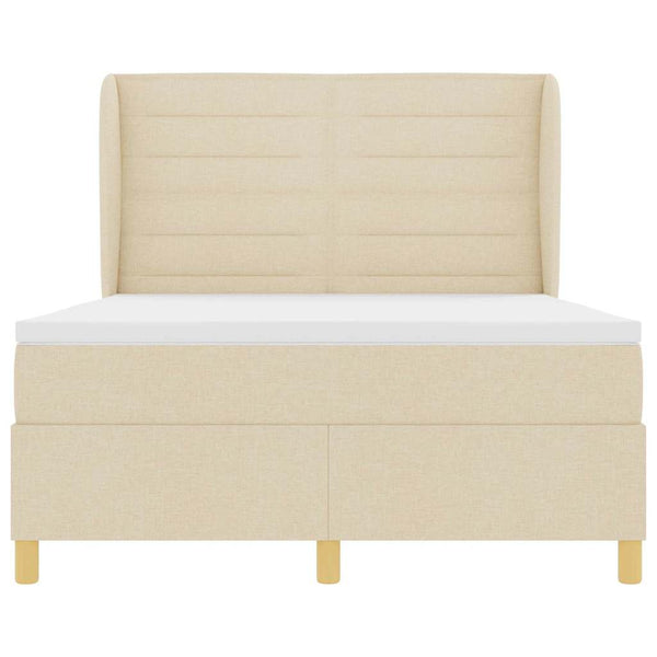 vidaXL Box Spring Bed with Mattress Cream 190 x 140 cm Fabric