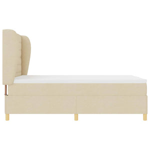 vidaXL Box Spring Bed with Mattress Cream 190 x 140 cm Fabric