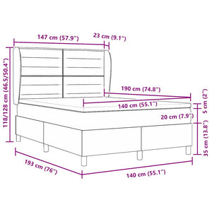 vidaXL Box Spring Bed with Mattress Cream 190 x 140 cm Fabric