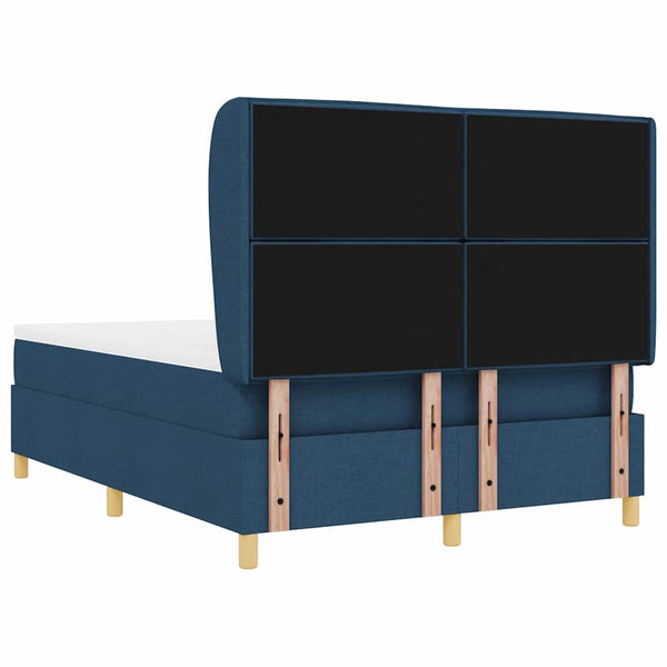 vidaXL Box Spring Bed with Mattress and Headboard Blue 190 x 140 cm Fabric
