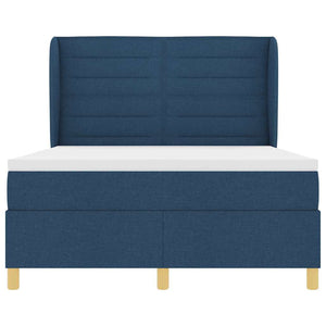 vidaXL Box Spring Bed with Mattress and Headboard Blue 190 x 140 cm Fabric