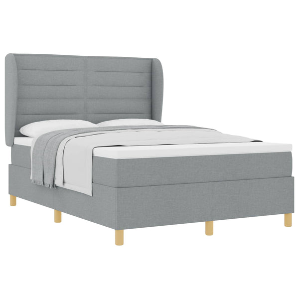 vidaXL Box spring bed with headboard Light grey 200 x 140 cm Fabric