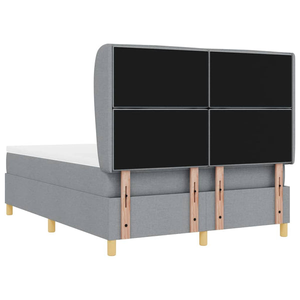 vidaXL Box spring bed with headboard Light grey 200 x 140 cm Fabric