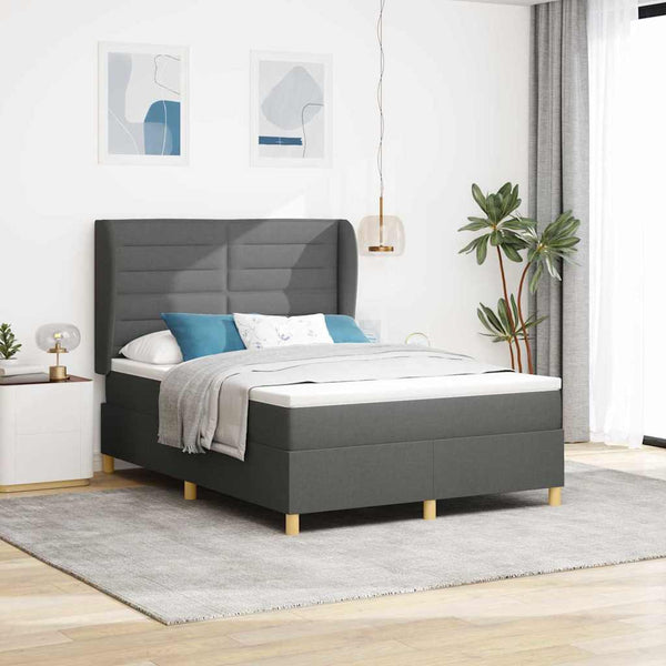 vidaXL Box Spring Bed with Mattress Dark Gray 200 x 140 cm Fabric