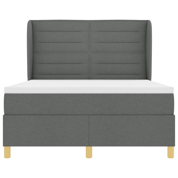 vidaXL Box Spring Bed with Mattress Dark Gray 200 x 140 cm Fabric