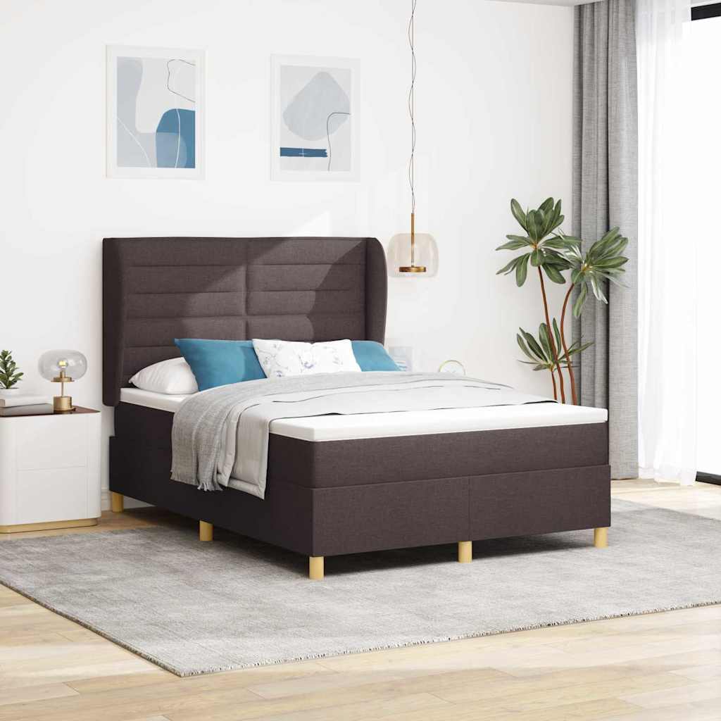 vidaXL Box Spring Bed with Mattress Dark Brown 200 x 140 cm Fabric