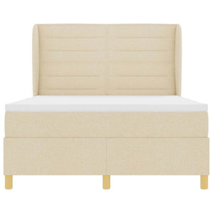 vidaXL Box Spring Bed with Mattress Cream 200 x 140 cm Fabric