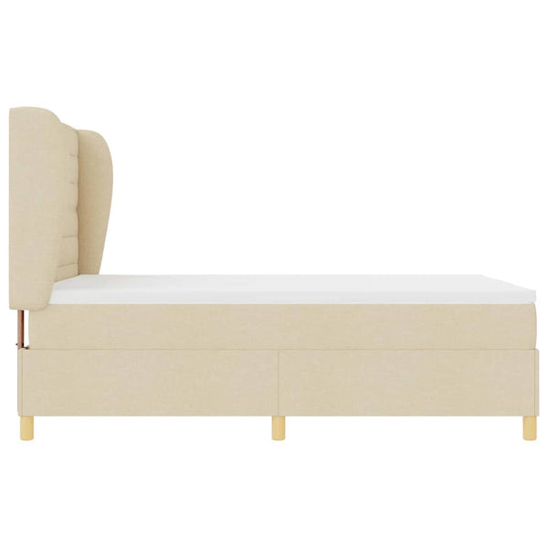vidaXL Box Spring Bed with Mattress Cream 200 x 140 cm Fabric