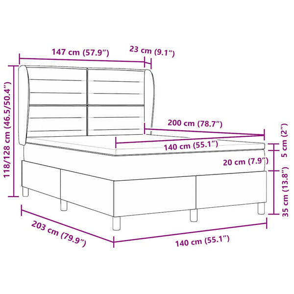 vidaXL Box Spring Bed with Mattress Cream 200 x 140 cm Fabric
