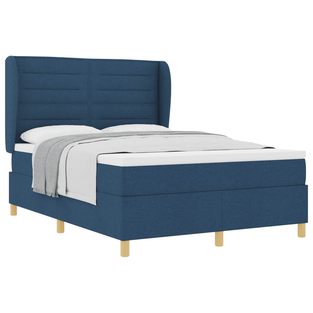 vidaXL Box Spring Bed with Mattress and Headboard Blue 200 x 140 cm Fabric