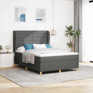 vidaXL Box Spring Bed with Mattress Dark Gray 200 x 160 cm Fabric