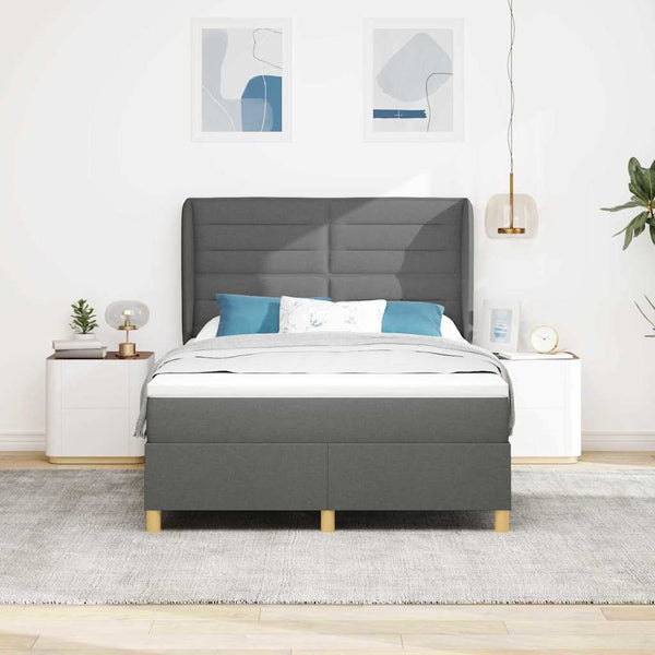 vidaXL Box Spring Bed with Mattress Dark Gray 200 x 160 cm Fabric
