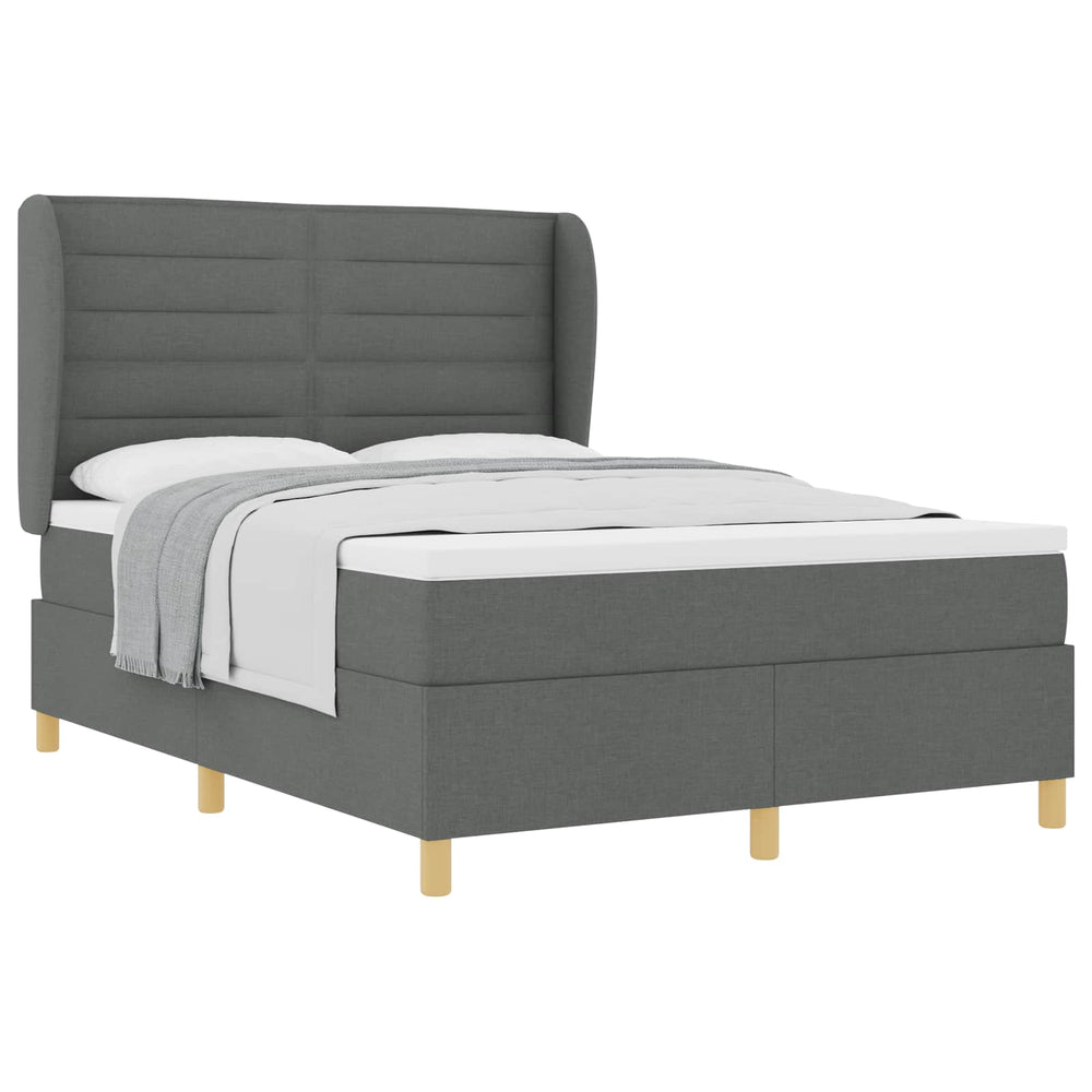 vidaXL Box Spring Bed with Mattress Dark Gray 200 x 160 cm Fabric
