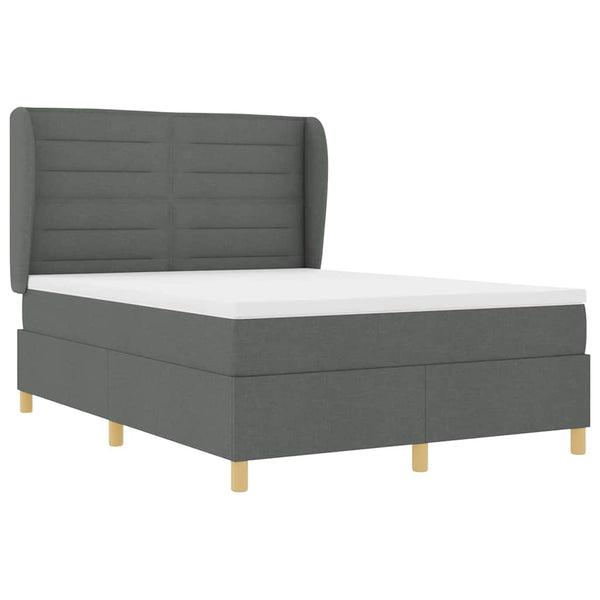vidaXL Box Spring Bed with Mattress Dark Gray 200 x 160 cm Fabric