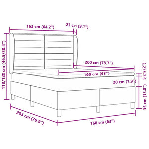 vidaXL Box Spring Bed with Mattress Dark Gray 200 x 160 cm Fabric
