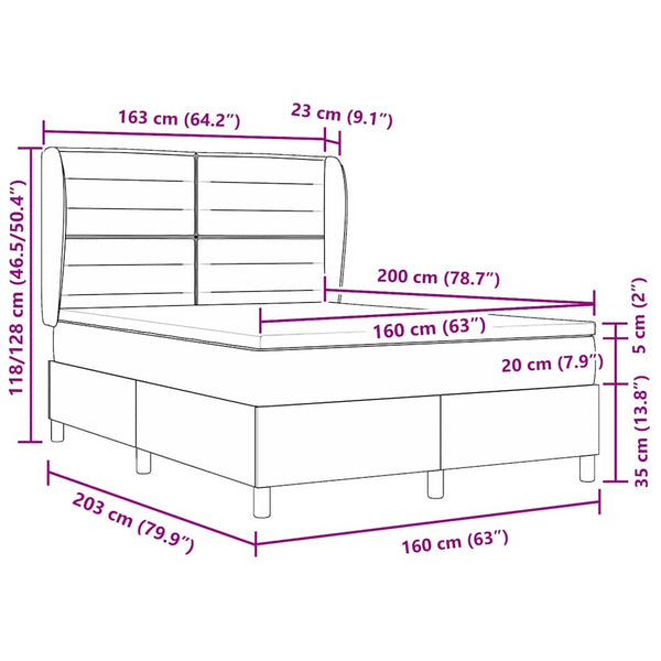 vidaXL Box Spring Bed with Mattress Dark Gray 200 x 160 cm Fabric