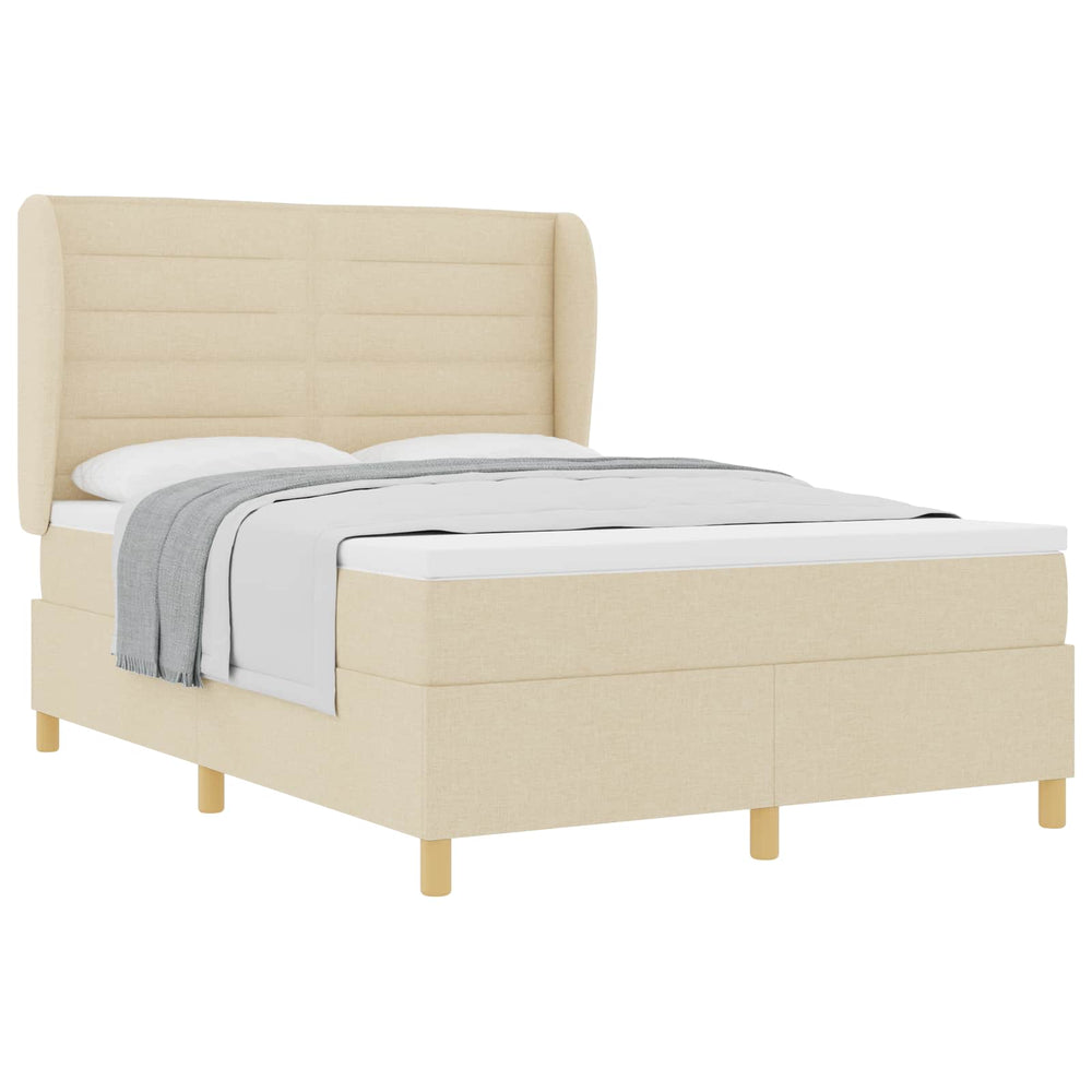 vidaXL Box Spring Bed with Mattress Cream 200 x 160 cm Fabric