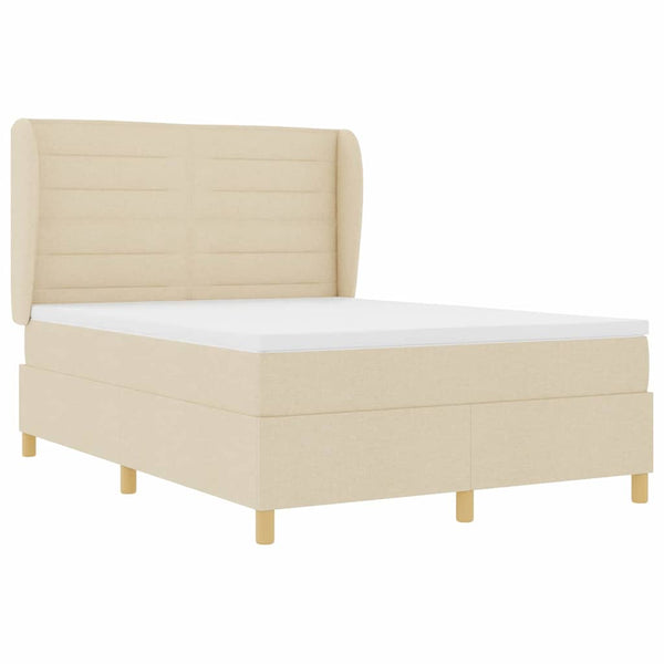 vidaXL Box Spring Bed with Mattress Cream 200 x 160 cm Fabric
