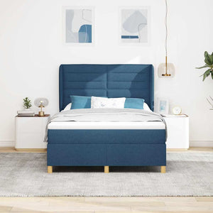vidaXL Box Spring Bed with Mattress and Headboard Blue 200 x 160 cm Fabric