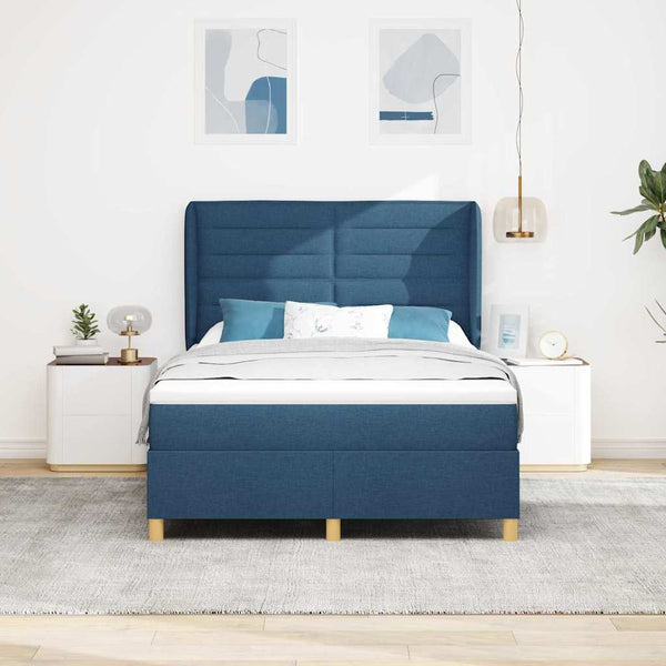 vidaXL Box Spring Bed with Mattress and Headboard Blue 200 x 160 cm Fabric