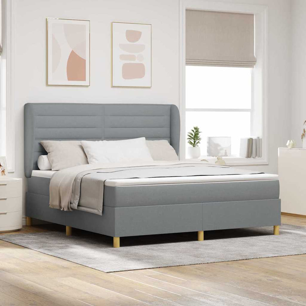 vidaXL Box Spring Bed with Mattress Light Grey 200 x 180 cm Fabric