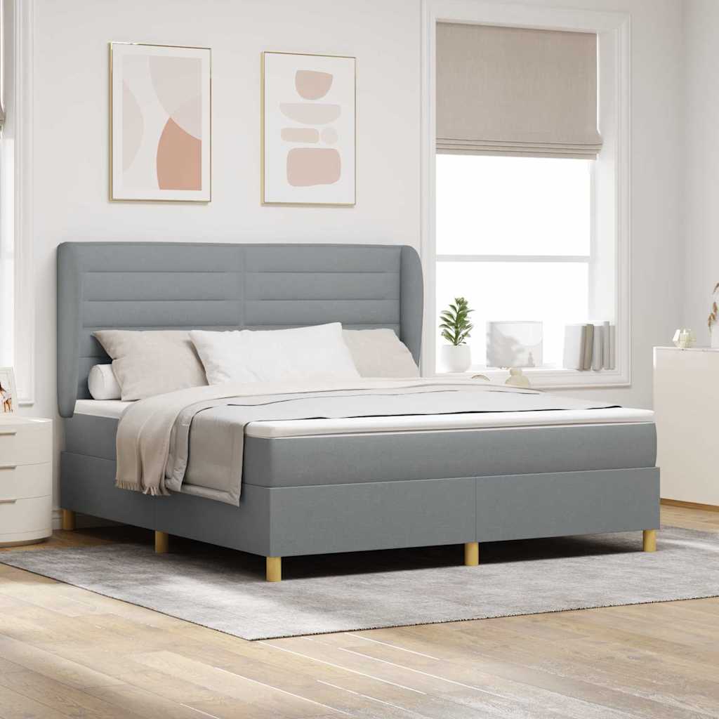 vidaXL Box Spring Bed with Mattress Light Grey 200 x 180 cm Fabric