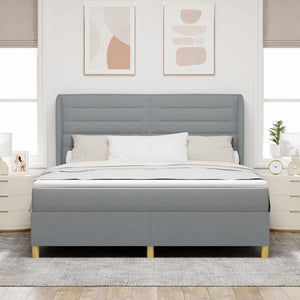 vidaXL Box Spring Bed with Mattress Light Grey 200 x 180 cm Fabric