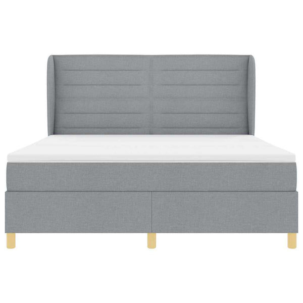 vidaXL Box Spring Bed with Mattress Light Grey 200 x 180 cm Fabric