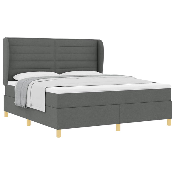 vidaXL Box Spring Bed with Mattress Dark Gray 200 x 180 cm Fabric