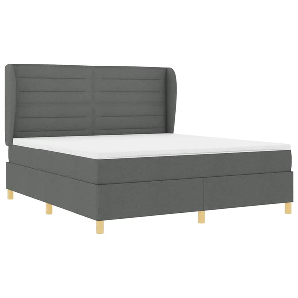 vidaXL Box Spring Bed with Mattress Dark Gray 200 x 180 cm Fabric