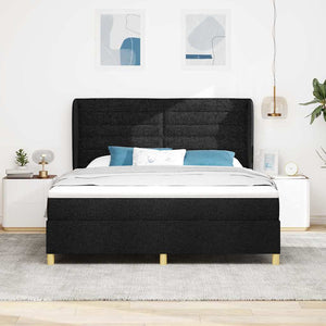 vidaXL Box Spring Bed with Headboard Black 200 x 180 cm Fabric