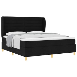 vidaXL Box Spring Bed with Headboard Black 200 x 180 cm Fabric