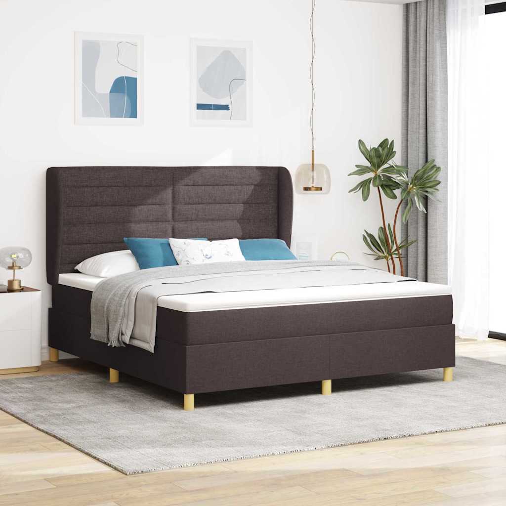 vidaXL Box Spring Bed with Mattress Dark Brown 200 x 180 cm Fabric
