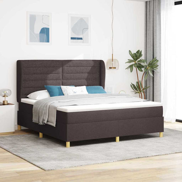 vidaXL Box Spring Bed with Mattress Dark Brown 200 x 180 cm Fabric