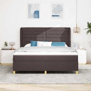vidaXL Box Spring Bed with Mattress Dark Brown 200 x 180 cm Fabric