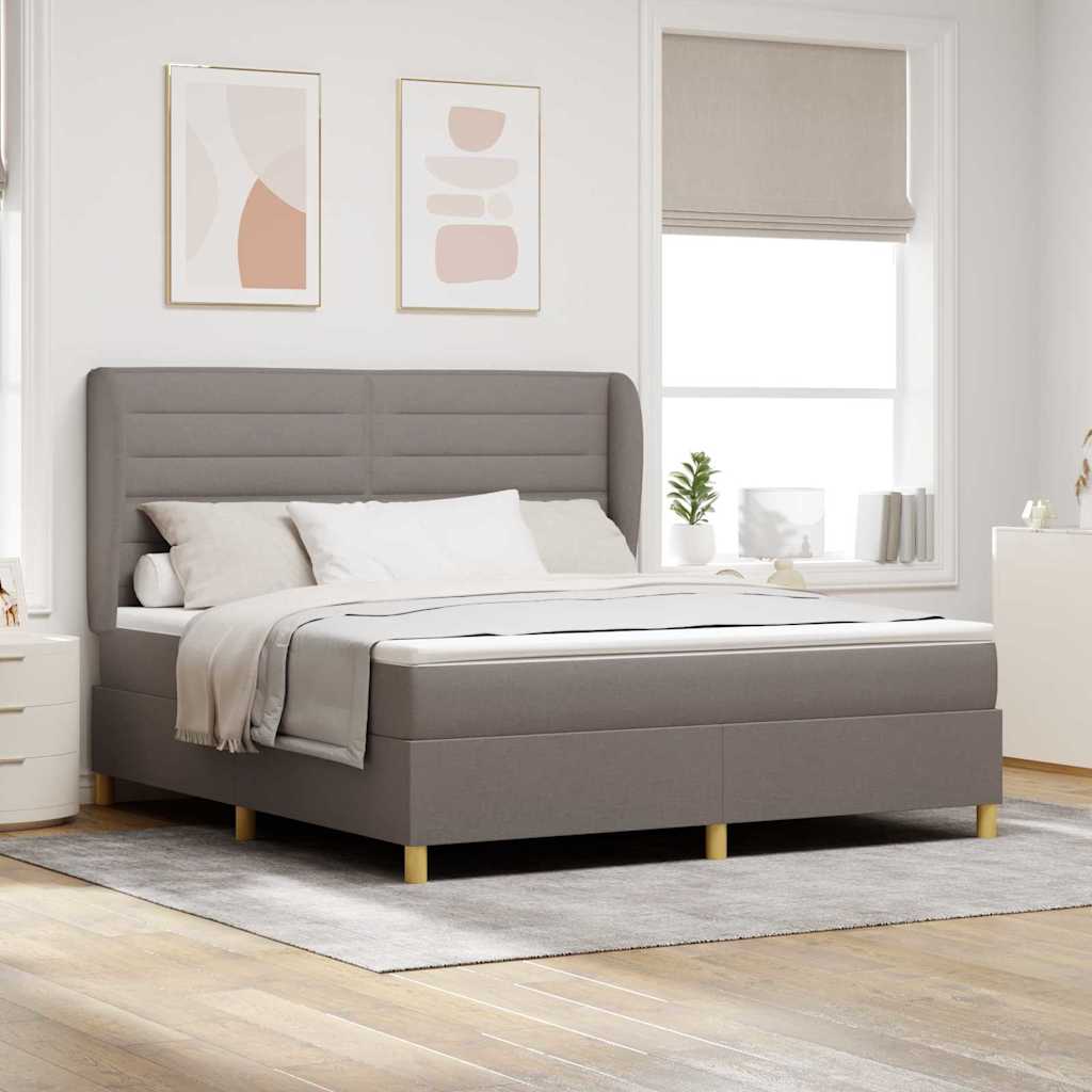 vidaXL Box Spring Bed with Mattress Taupe 200 x 180 cm Fabric