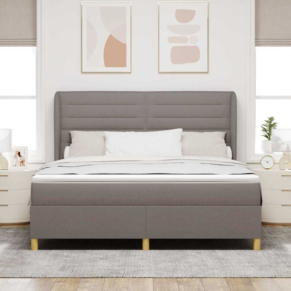 vidaXL Box Spring Bed with Mattress Taupe 200 x 180 cm Fabric