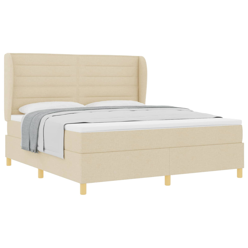 vidaXL Box Spring Bed with Mattress Cream 200 x 180 cm Fabric
