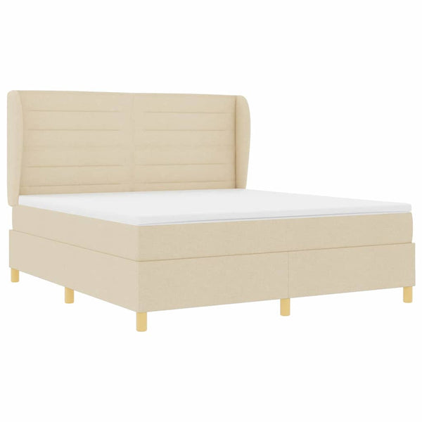 vidaXL Box Spring Bed with Mattress Cream 200 x 180 cm Fabric