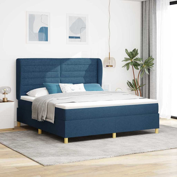 vidaXL Divan Bed with Mattress and Headboard Blue 200 x 180 cm Fabric