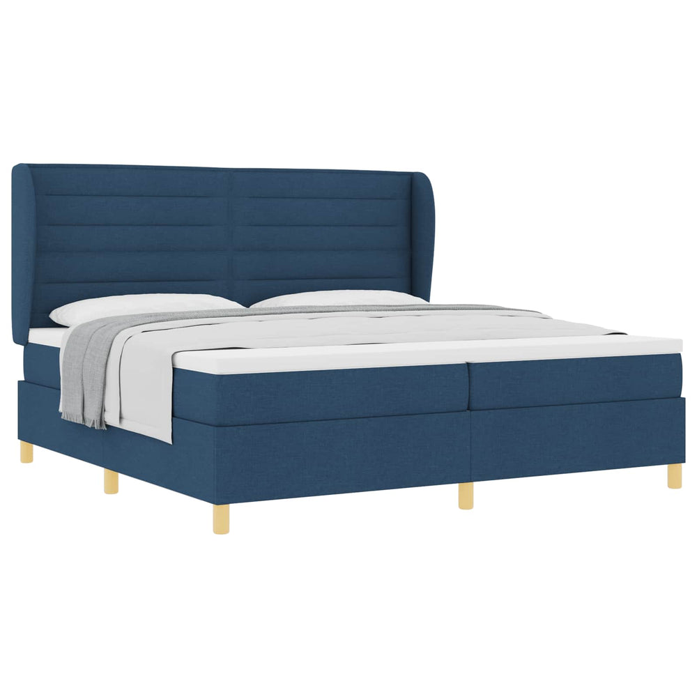 vidaXL Box Spring Bed with Mattress Dark Grey 90x190 cm Blue Fabric