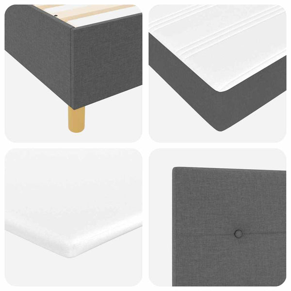 vidaXL Box Spring Bed with Mattress Dark Grey 190 x 140 cm Fabric