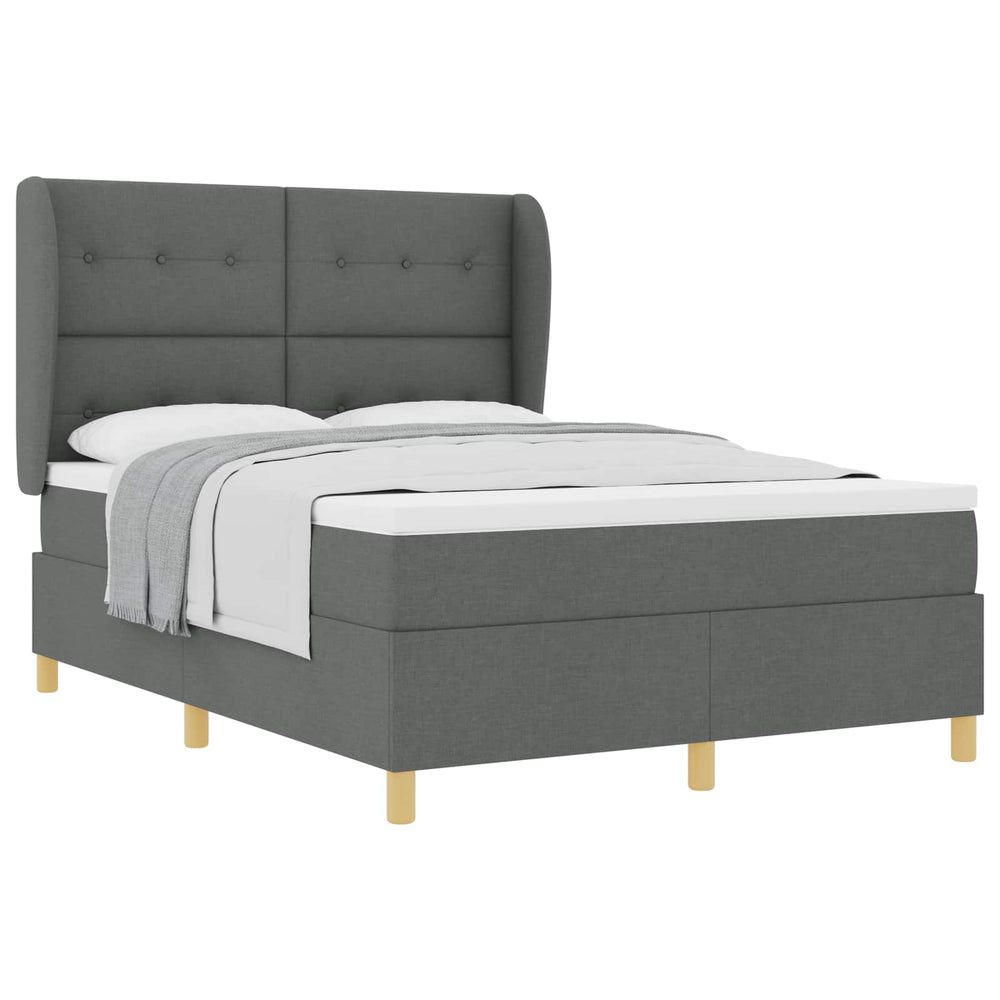 vidaXL Box Spring Bed with Mattress Dark Grey 190 x 140 cm Fabric